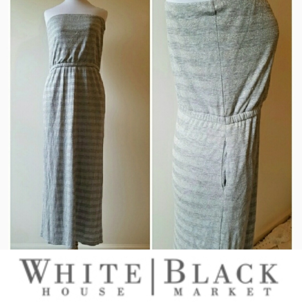 White House Black Market Gold  Strapless Maxi Dress sz XS